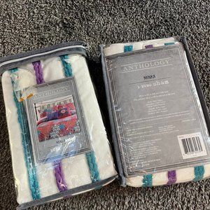 2 NEW Anthology Minka-Ivory Euro Pillow Shams 26x-26